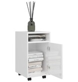 VidaXL Bijzetkast met wielen 33x38x60 cm spaanplaat hoogglans wit