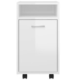 VidaXL Bijzetkast met wielen 33x38x60 cm spaanplaat hoogglans wit