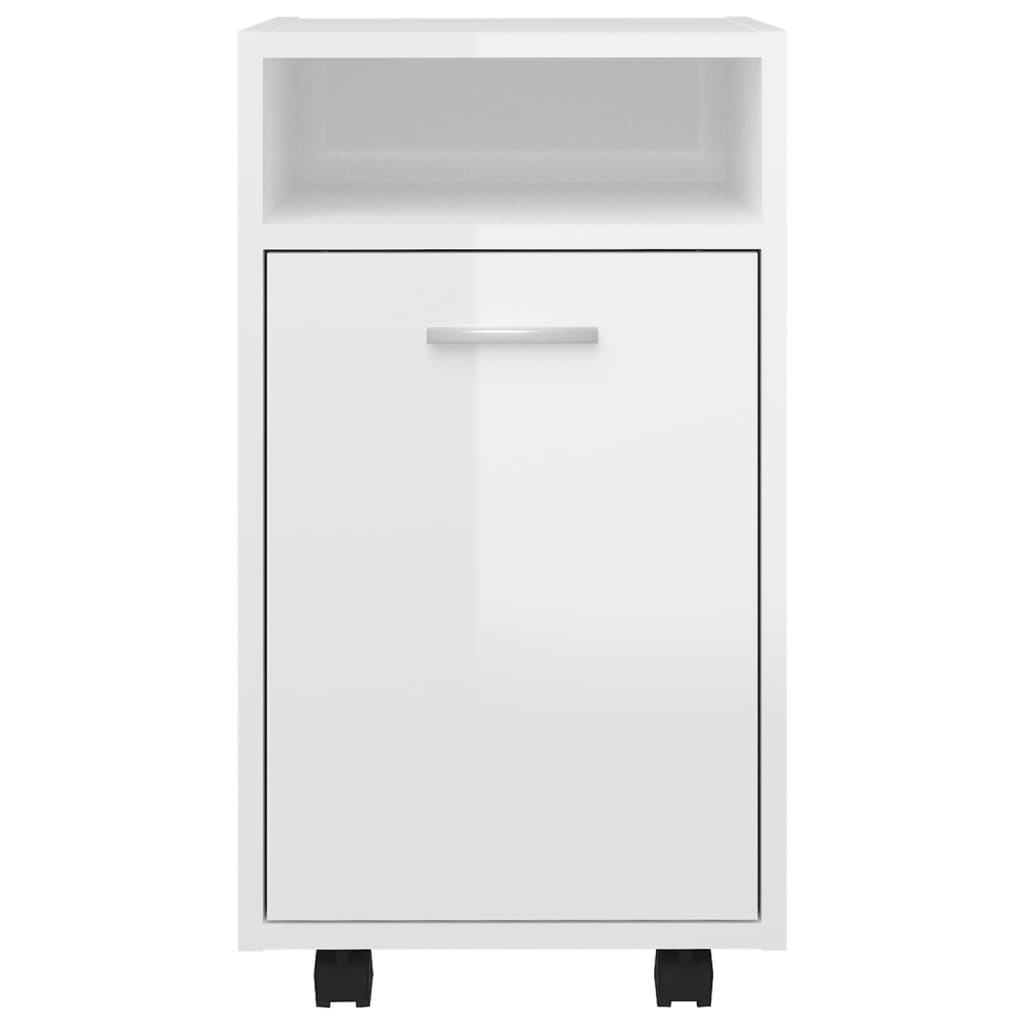 VidaXL Bijzetkast met wielen 33x38x60 cm spaanplaat hoogglans wit