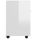 VidaXL Bijzetkast met wielen 33x38x60 cm spaanplaat hoogglans wit