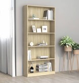 vidaXL Boekenkast met 5 schappen 80x24x175 cm bewerkt hout sonoma eik