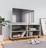 vidaXL Tv-meubel met wieltjes 90x35x35 cm bewerkt hout betongrijs