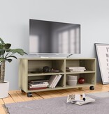 vidaXL Tv-meubel met wieltjes 90x35x35 cm spaanplaat sonoma eikenkleur