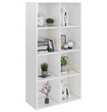 VidaXL Boekenkast/dressoir 66x30x130 cm bewerkt hout hoogglans wit