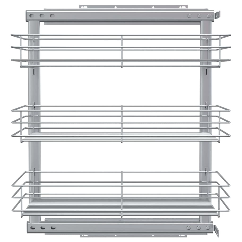 vidaXL Draadmand keuken uittrekbaar 3-laags 47x35x56 cm zilverkleurig