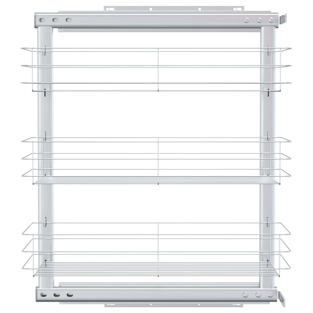 vidaXL Draadmand keuken uittrekbaar 3-laags 47x25x56 cm zilverkleurig