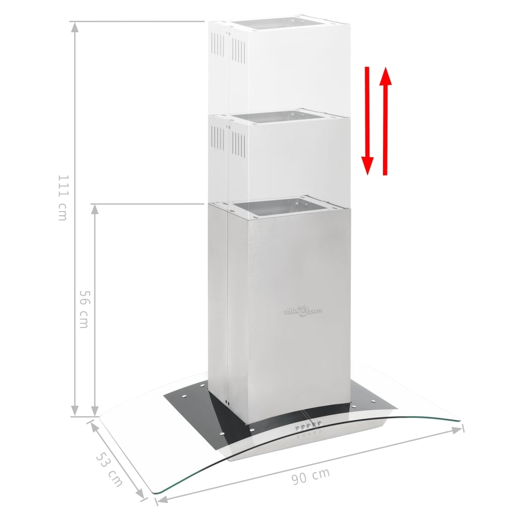 vidaXL Eilandafzuigkap 756 m³/u LED 90 cm roestvrij staal