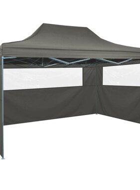 vidaXL Partytent met 3 zijwanden inklapbaar 3x4 m staal antraciet