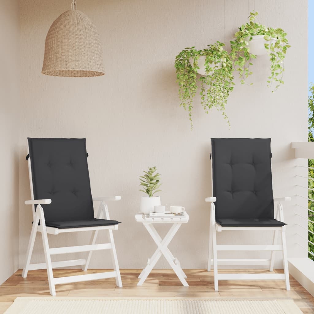 VidaXL Tuinstoelkussens 2 st hoge rug 120x50x3 cm stof zwart