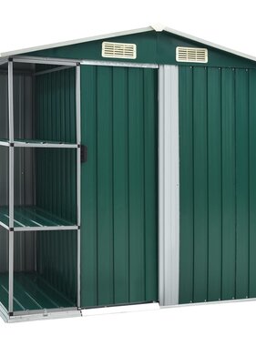 vidaXL Tuinschuur met rek 205x130x183 cm ijzer groen