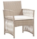 vidaXL Tuinstoelen met kussens 2 st poly rattan beige