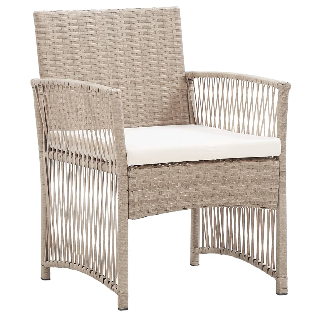 vidaXL Tuinstoelen met kussens 2 st poly rattan beige