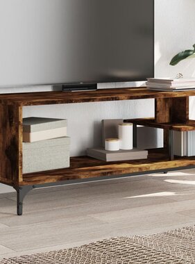 VidaXL Tv-meubel 102x40x41 cm hout en gepoedercoat staal gerookt eiken