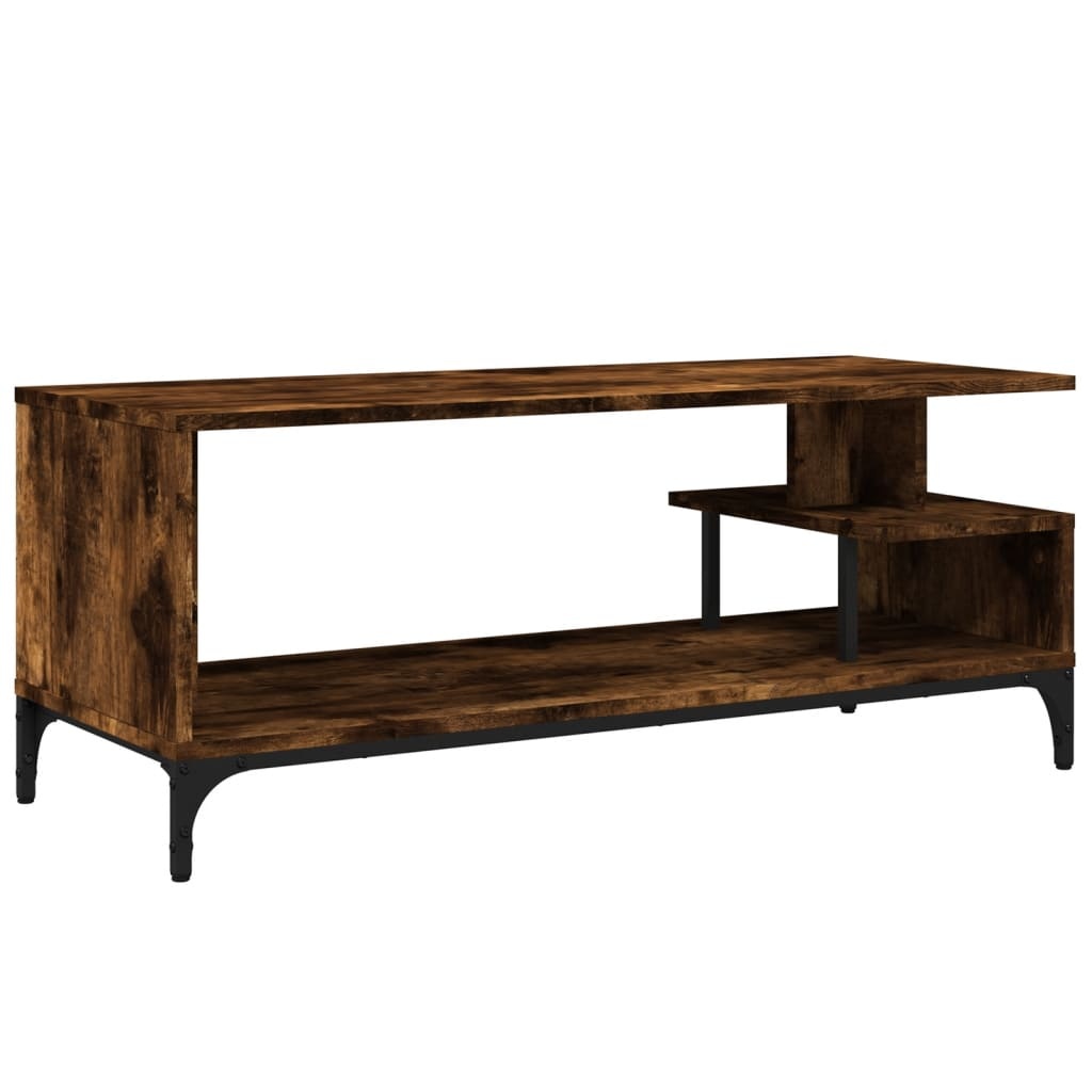 VidaXL Tv-meubel 102x40x41 cm hout en gepoedercoat staal gerookt eiken