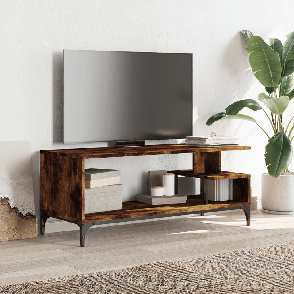 VidaXL Tv-meubel 102x40x41 cm hout en gepoedercoat staal gerookt eiken