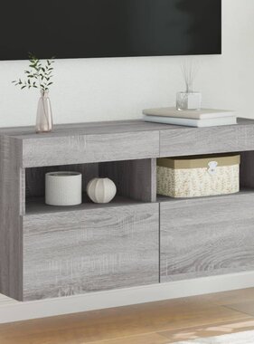 VidaXL Tv-wandmeubel met LED-verlichting 80x30x40 cm grijs sonoma