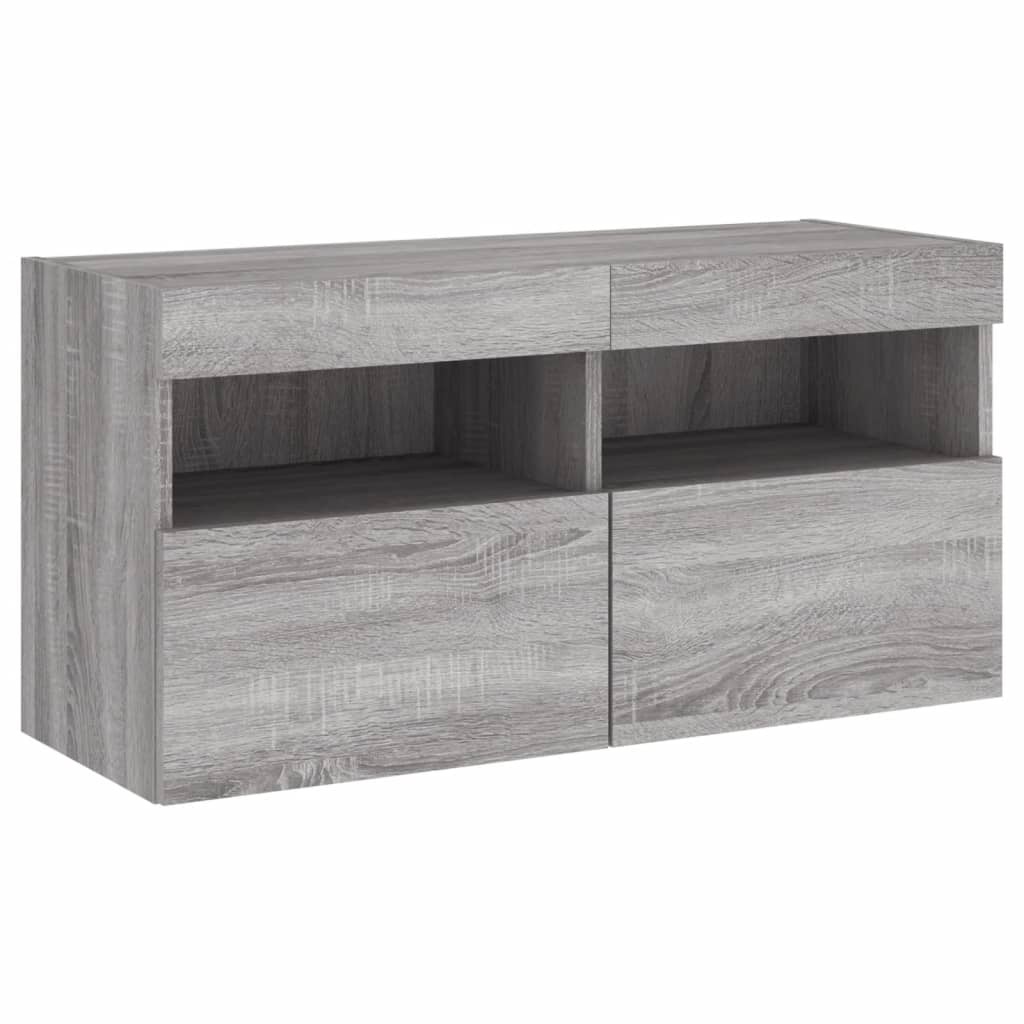 VidaXL Tv-wandmeubel met LED-verlichting 80x30x40 cm grijs sonoma