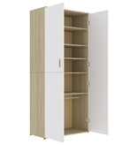 vidaXL Schoenenkast 80x39x178 cm spaanplaat wit en sonoma eikenkleurig