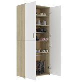 vidaXL Schoenenkast 80x39x178 cm spaanplaat wit en sonoma eikenkleurig