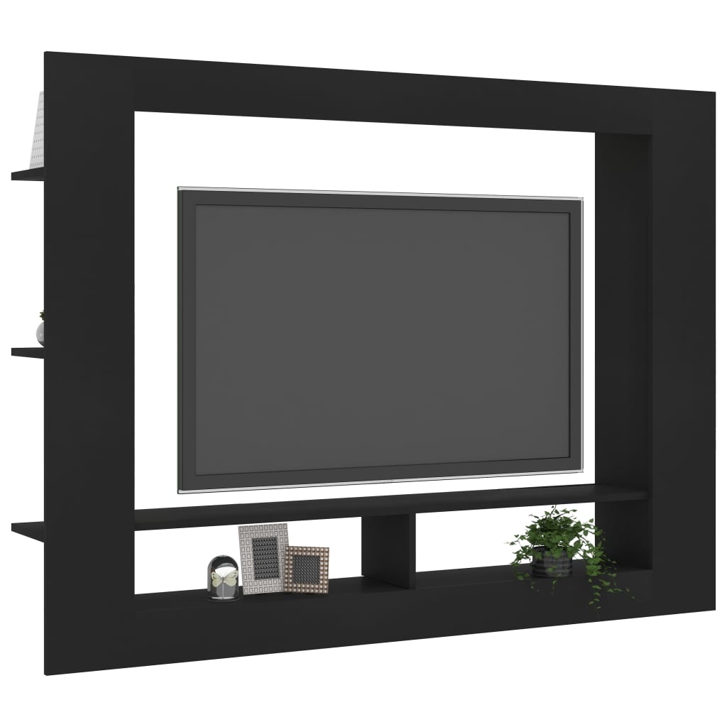 vidaXL Tv-meubel 152x22x113 cm spaanplaat zwart