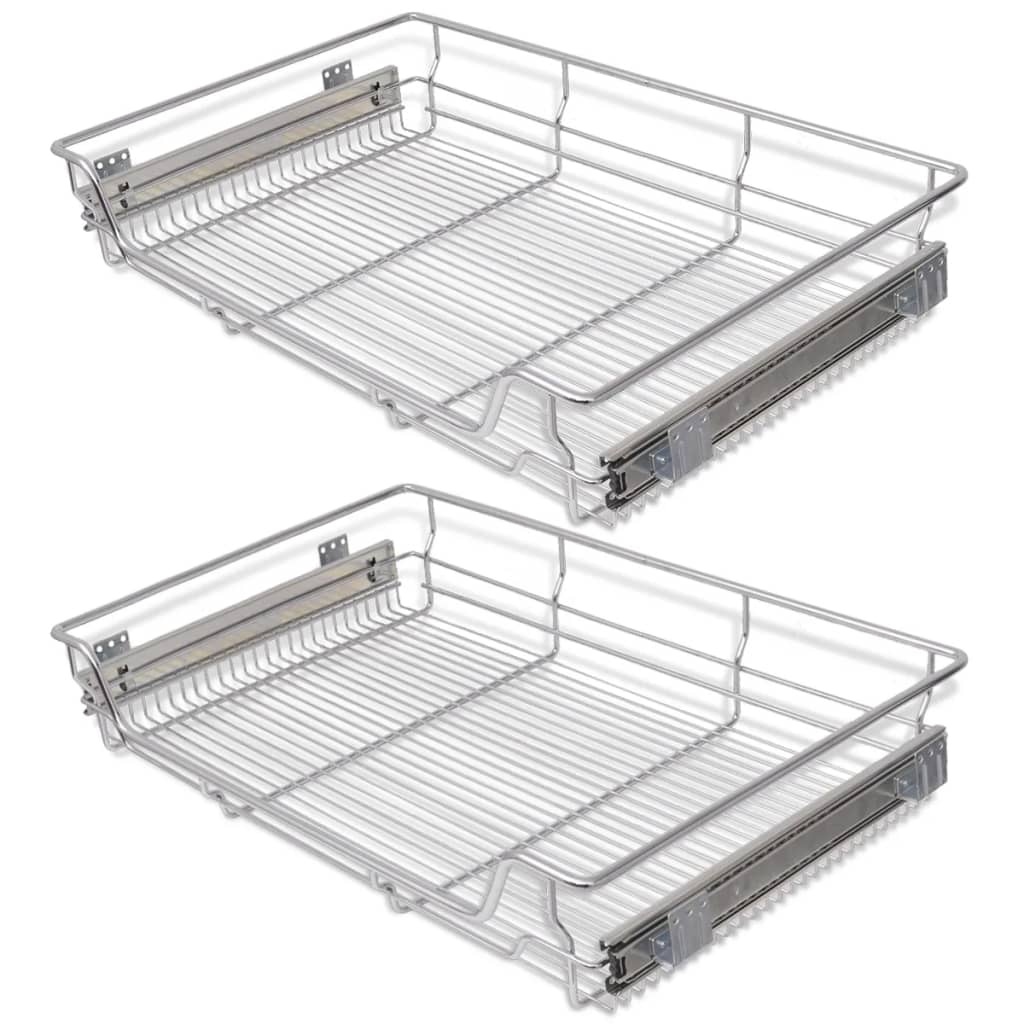 VidaXL Draadmanden uittrekbaar 2 st 800 mm zilverkleurig