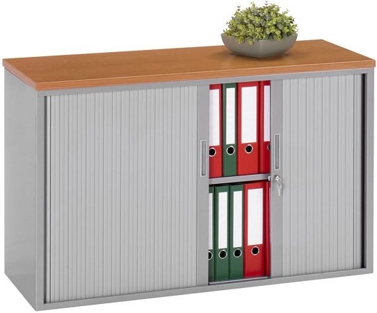 ABC Kantoormeubelen Roldeurkast 72,5x120x43cm staal met slot. Kleuren: wit, zwart aluminium, antraciet en grijs.