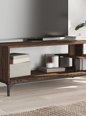 VidaXL Tv-meubel 102x40x41 cm hout en gepoedercoat staal bruineiken