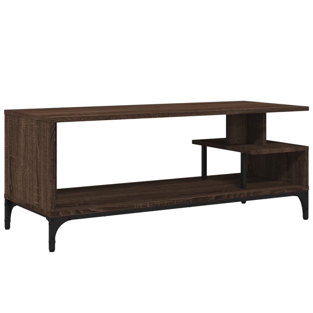 VidaXL Tv-meubel 102x40x41 cm hout en gepoedercoat staal bruineiken