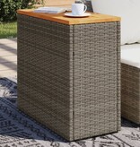 vidaXL Tuinbijzettafel met houten blad 58x27,5x55 cm poly rattan grijs