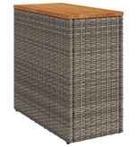 vidaXL Tuinbijzettafel met houten blad 58x27,5x55 cm poly rattan grijs