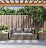 vidaXL Tuinbijzettafels 2 st 55x34x37 cm poly rattan en hout grijs