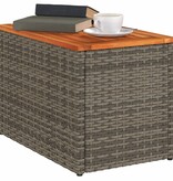 vidaXL Tuinbijzettafels 2 st 55x34x37 cm poly rattan en hout grijs