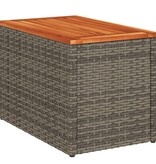 vidaXL Tuinbijzettafels 2 st 55x34x37 cm poly rattan en hout grijs