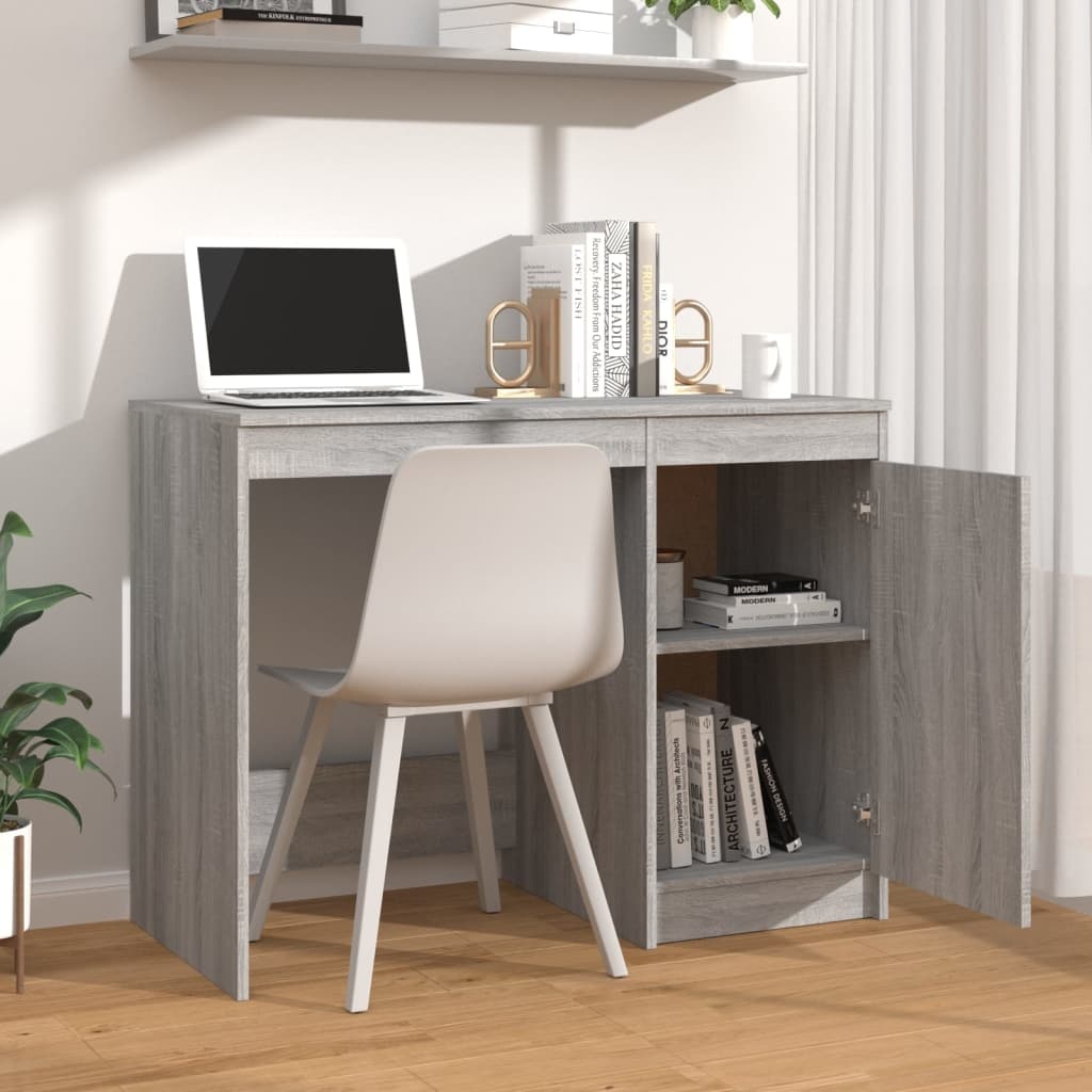 VidaXL Bureau 100x50x76 cm bewerkt hout grijs sonoma eikenkleurig