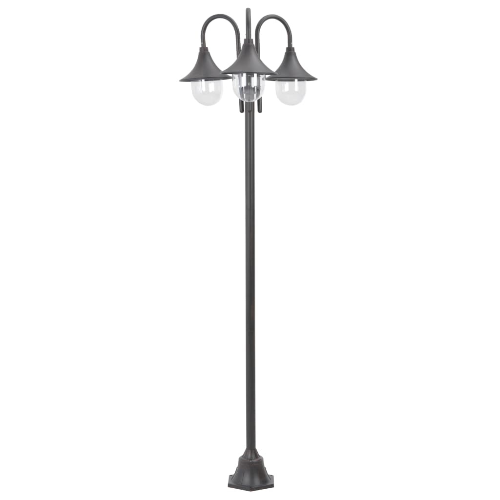 vidaXL Paalverlichting tuin E27 220 cm aluminium brons 3-delig