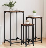 VidaXL 3-delige Tafeltjesset bewerkt hout gerookt eikenkleurig