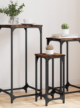 VidaXL 3-delige Tafeltjesset bewerkt hout gerookt eikenkleurig