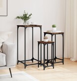 VidaXL 3-delige Tafeltjesset bewerkt hout gerookt eikenkleurig