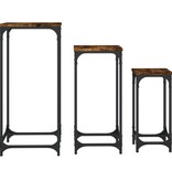 VidaXL 3-delige Tafeltjesset bewerkt hout gerookt eikenkleurig