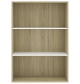 vidaXL Boekenkast 3 schappen 80x30x114 cm spaanplaat wit sonoma eiken