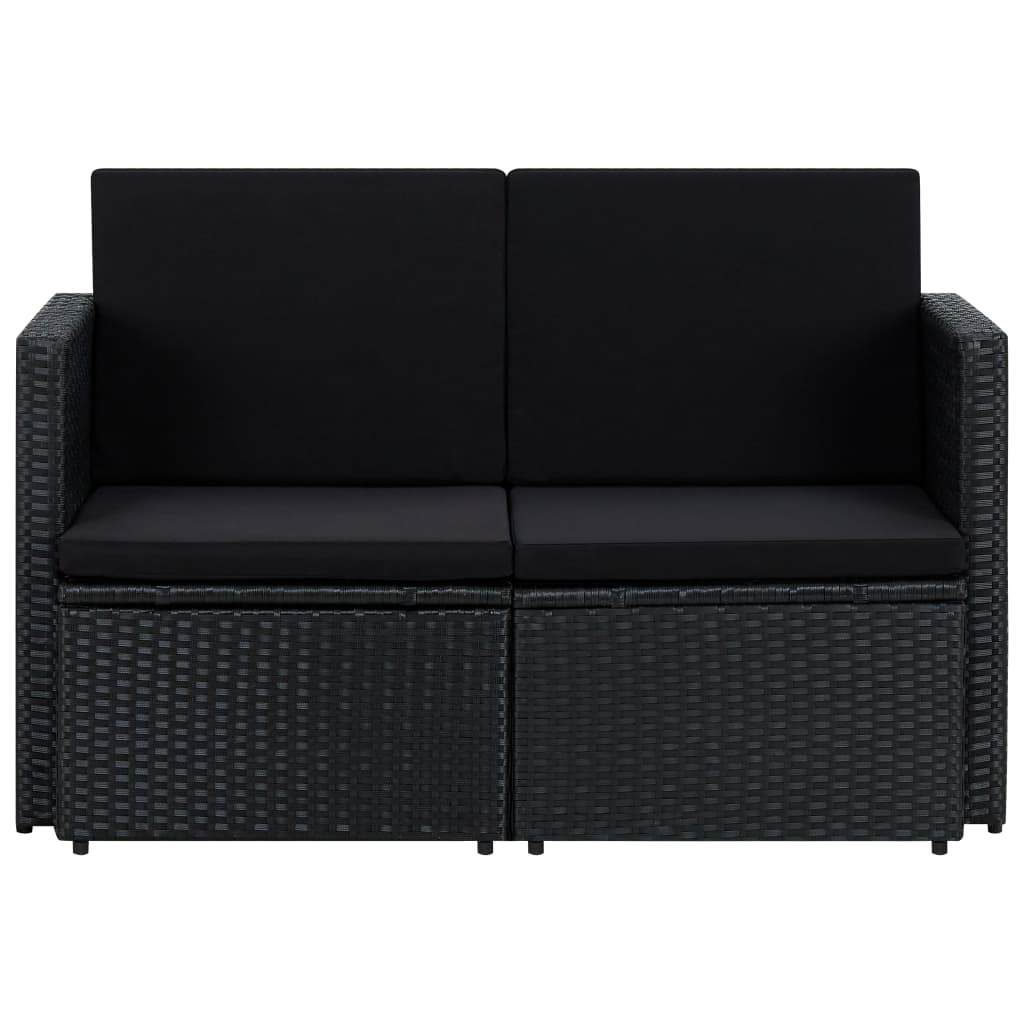 VidaXL Tuinbank 2-zits met kussens poly rattan zwart