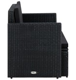 VidaXL Tuinbank 2-zits met kussens poly rattan zwart