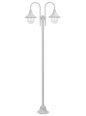 vidaXL Paalverlichting tuin E27 220 cm aluminium wit 2-delig