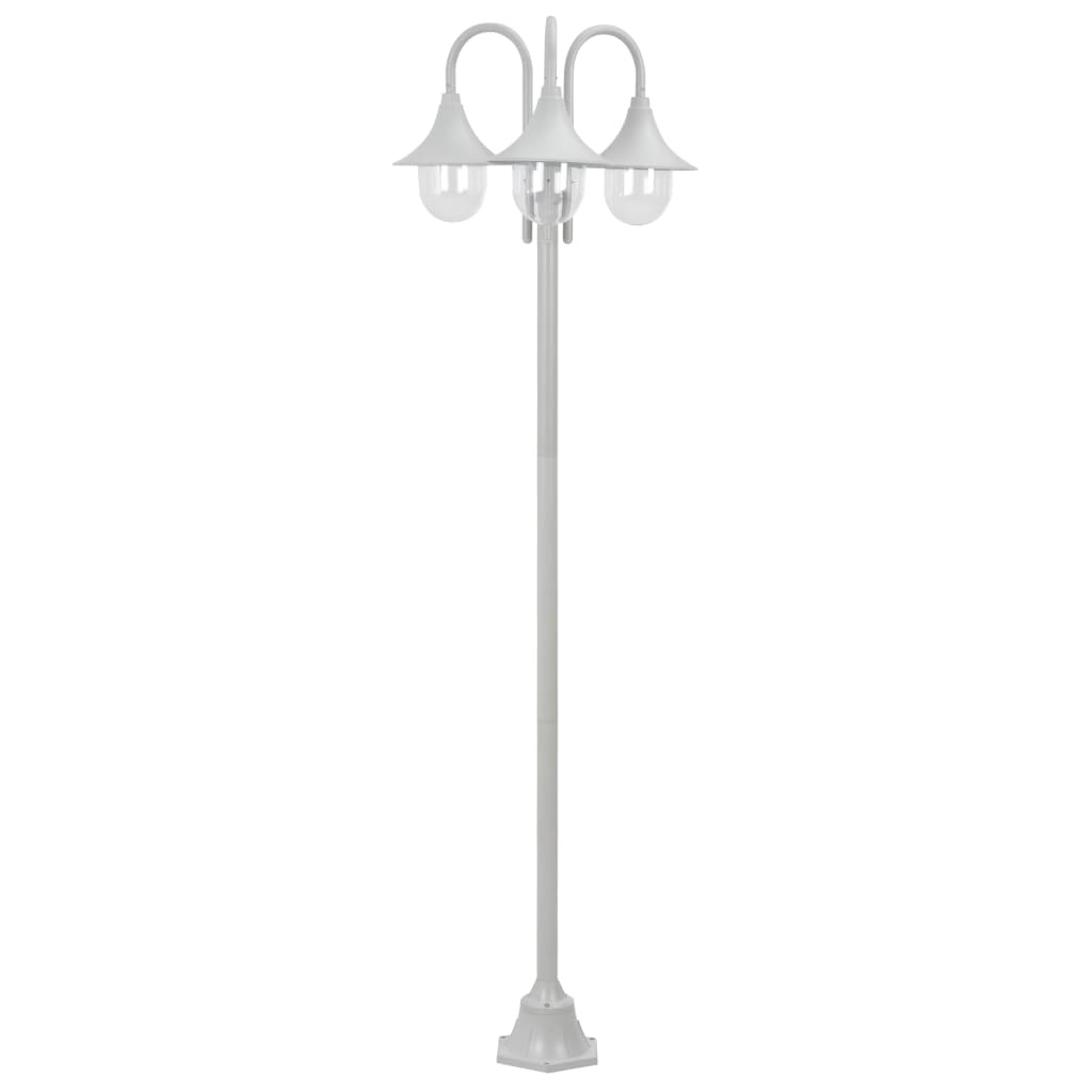 vidaXL Paalverlichting tuin E27 220 cm aluminium wit 3-delig