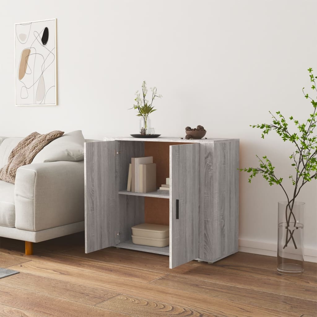 VidaXL Dressoir 80x33x70 cm bewerkt hout grijs sonoma eikenkleurig