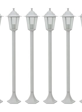 vidaXL Paalverlichting voor tuin E27 110 cm aluminium wit 6 st