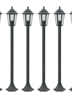 vidaXL Paalverlichting voor tuin E27 110 cm aluminium donkergroen 6 st