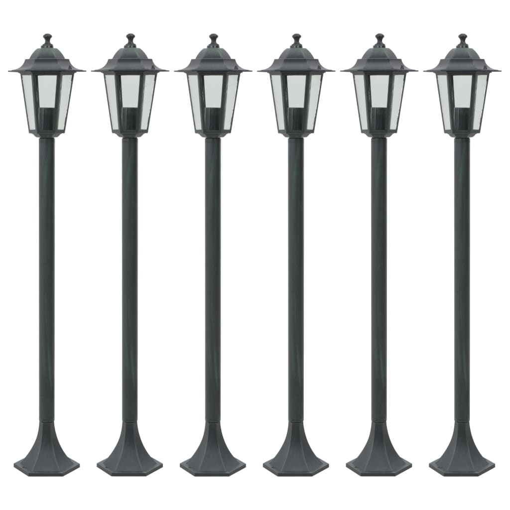 vidaXL Paalverlichting voor tuin E27 110 cm aluminium donkergroen 6 st