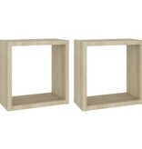 VidaXL Wandschappen kubus 2 st 30x15x30 cm sonoma eikenkleurig