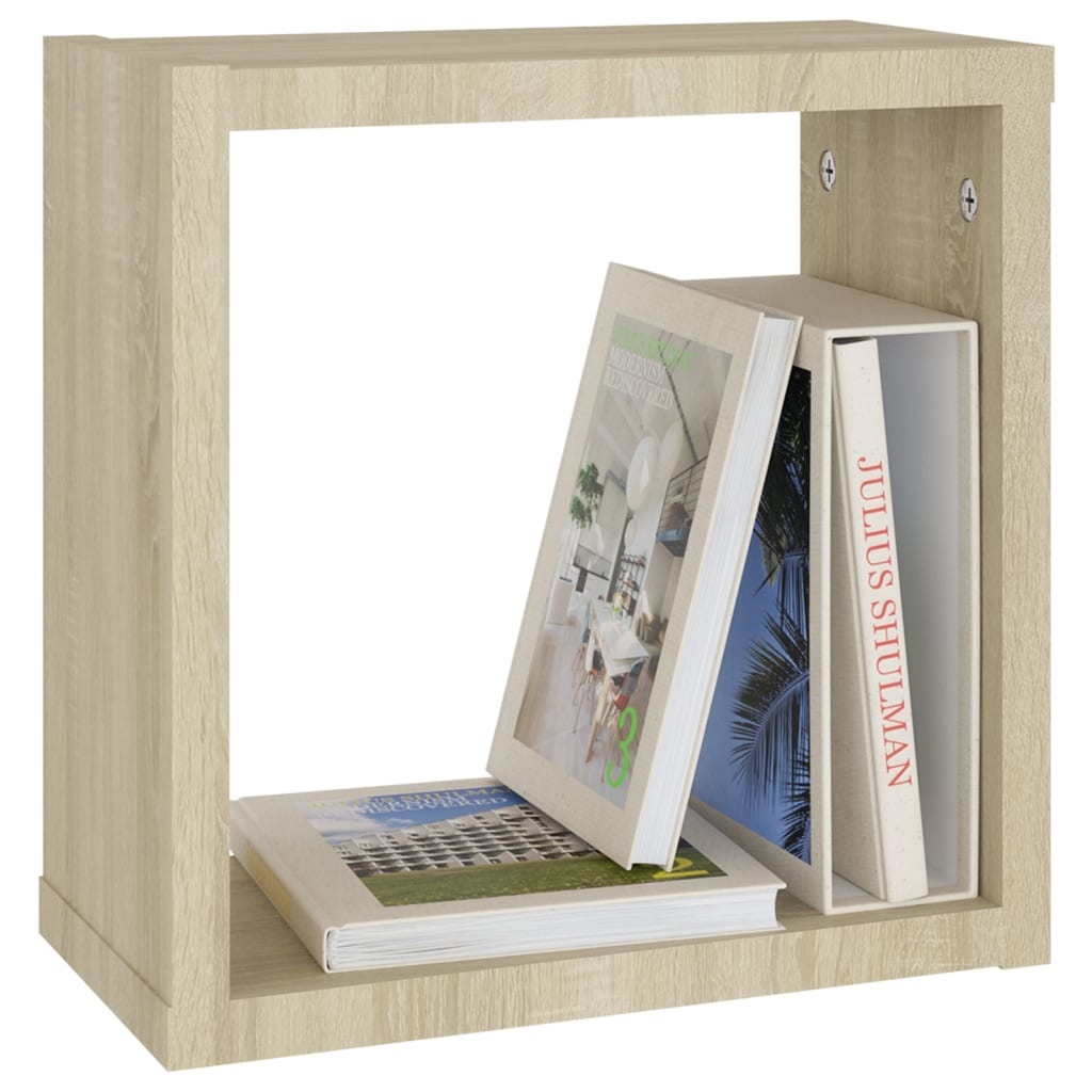 VidaXL Wandschappen kubus 2 st 30x15x30 cm sonoma eikenkleurig